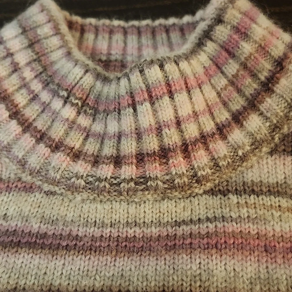 Appleseed’s Wool Blend Pink Knit Sweater Sz Large Mock Neck